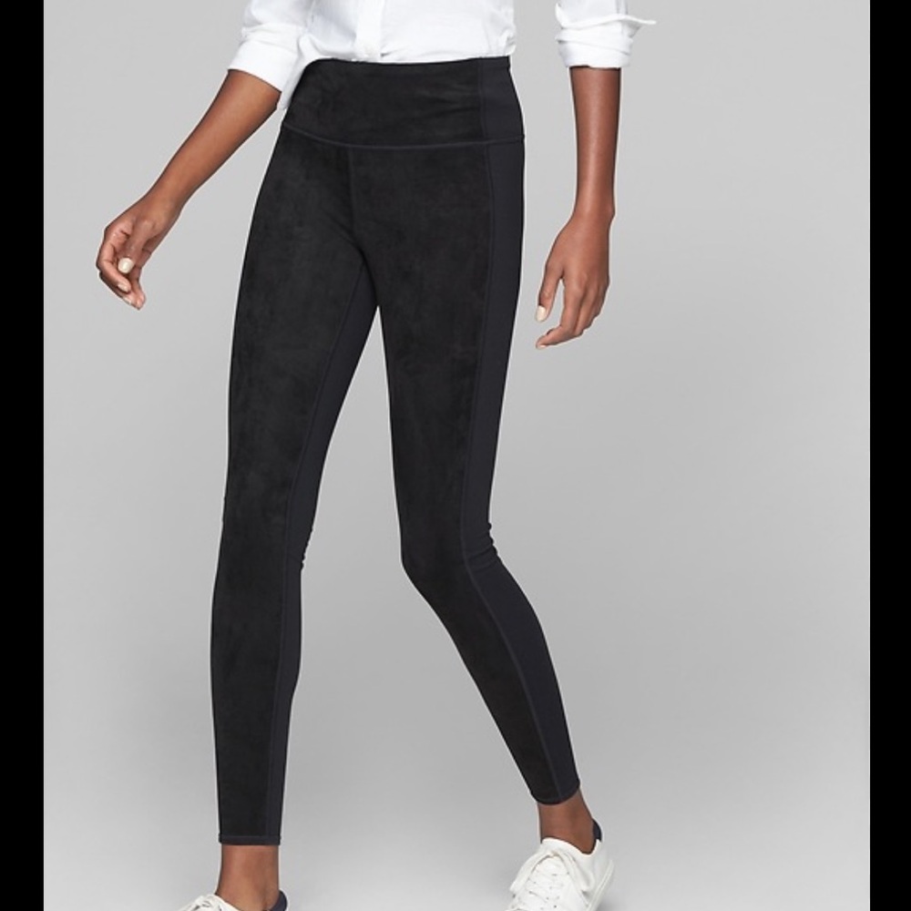 Athleta Womens Suede Strut Legging Small S Black Casual Hi-Rise Supplex Nylon